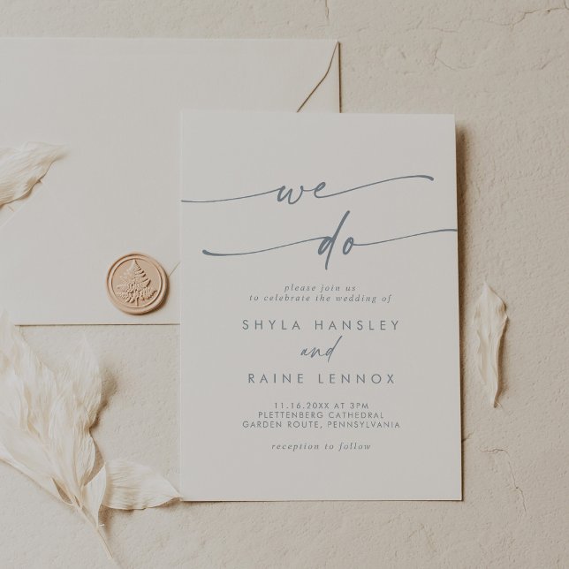 Boho Chic Slate Blue We Do Wedding Einladung (Von Creator hochgeladen)