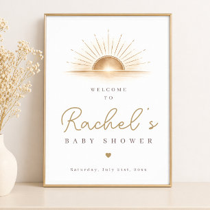 Boho Chic Sonne Neutraler Babyshower Willkommenssc Poster