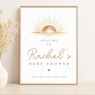 Boho Chic Sonne Neutraler Babyshower Willkommenssc Poster