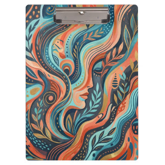 Boho Chic Spirituelle Göttin mit Blättern   Klemmbrett