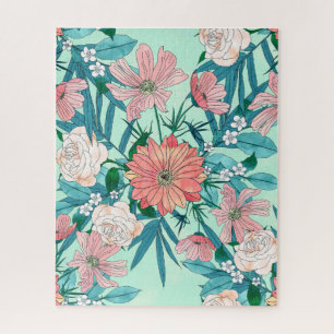 Boho chic spring garden Blume Illustration Puzzle