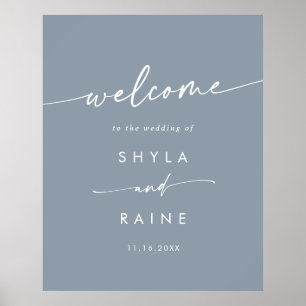 Boho Chic Staubblau DIY Hochzeits-Willkommensschil Poster