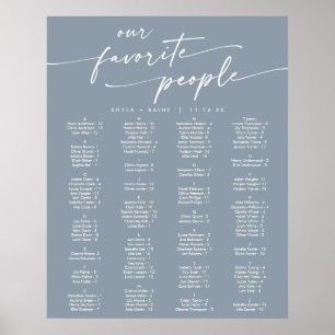 Boho Chic Staubblau Druckbare Sitzordnung Poster