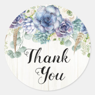 Boho Chic succulent Eukalyptus Rustic Wedding Runder Aufkleber