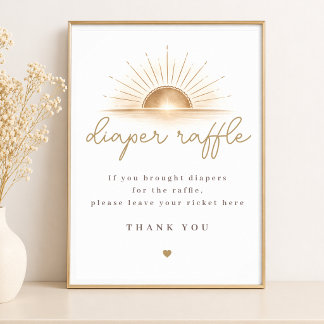 Boho Chic Sunshine Baby Shower Diaper Raffle Sign Poster