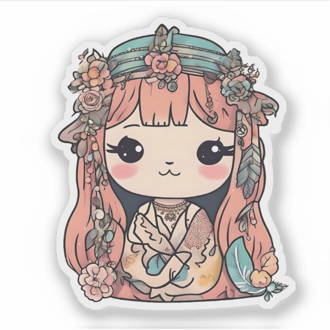 Boho Chic Süsse Aufkleber (Vorderseite)