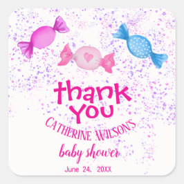 Boho Chic Süßigkeiten Candy Land Danke Baby Dusche Quadratischer Aufkleber