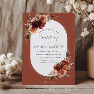 Boho Chic Terracotta Burnt Orange Rust Wedding Einladung