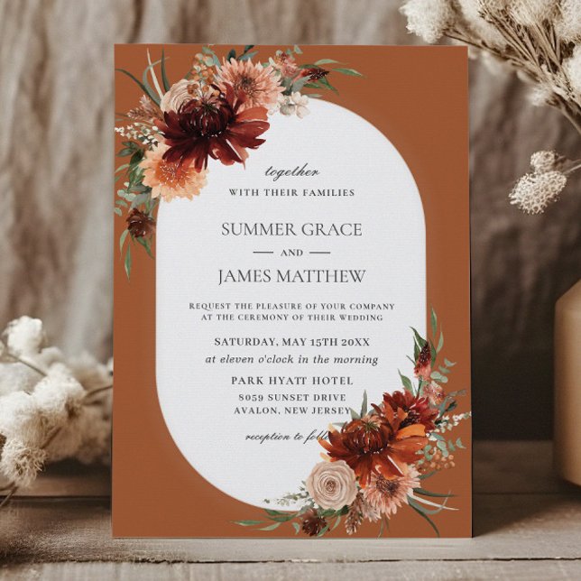 Boho Chic Terracotta Burnt Orange Rust Wedding Einladung (Von Creator hochgeladen)
