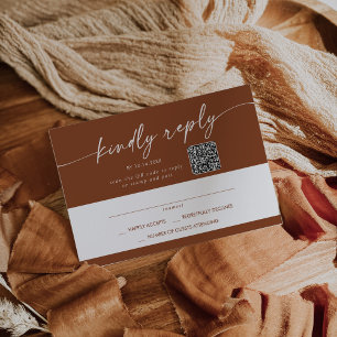 Boho Chic Terracotta Mail In und QR Code RSVP Karte