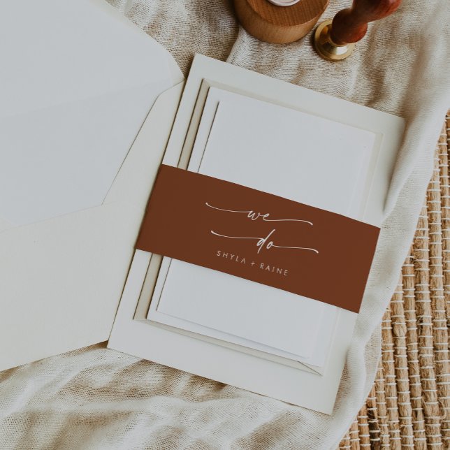 Boho Chic Terracotta We Do Wedding Einladungsbanderole (Von Creator hochgeladen)