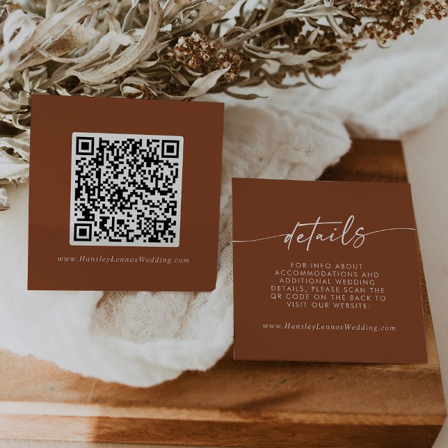 Boho Chic Terracotta Wedding QR Code Details Begleitkarte (Von Creator hochgeladen)
