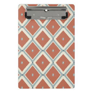 Boho Chic Terrakotta und Indigo geometrisches Ikat Mini Klemmbrett