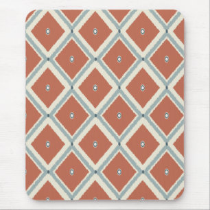 Boho Chic Terrakotta und Indigo geometrisches Ikat Mousepad
