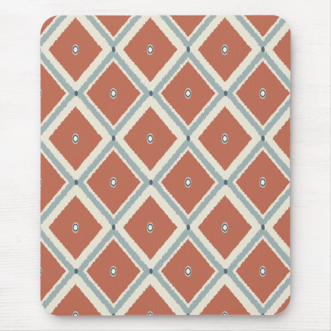 Boho Chic Terrakotta und Indigo geometrisches Ikat Mousepad (Vorne)
