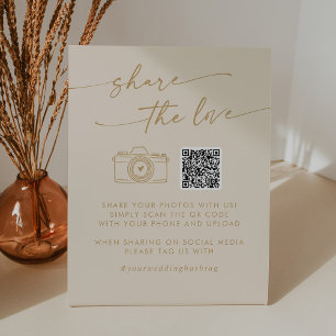 Boho Chic Vintag Gold Aktien Liebe QR Code Sockelschild
