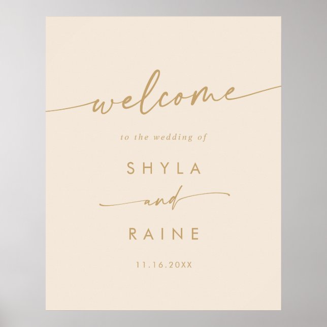 Boho Chic Vintag Gold DIY Hochzeit Begrüßungszeich Poster (Vorne)