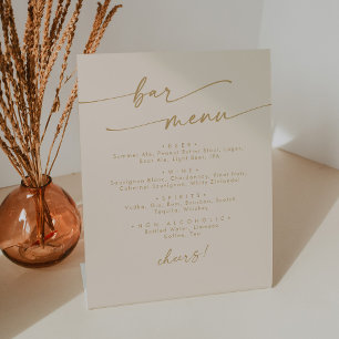 Boho Chic Vintag Gold Wedding Bar Sockelschild
