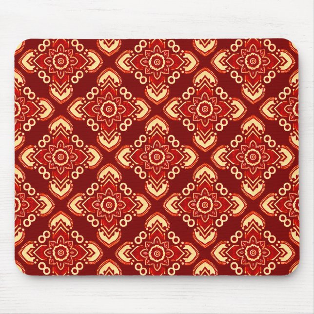 Boho-Chic Vintage-Blumenmuster Mousepad (Vorne)