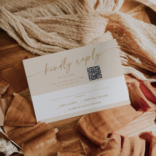 Boho Chic Vintage Gold per Post und QR-Code RSVP Karte