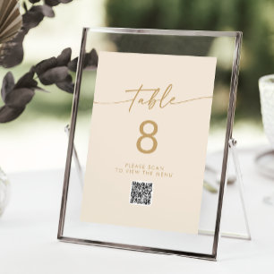 Boho-Chic-Vintage-Gold-QR-Code-Tischnummern Einladung