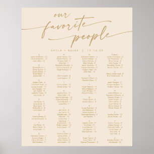 Boho Chic Vintage Gold Sitzplan zum Ausdrucken Poster