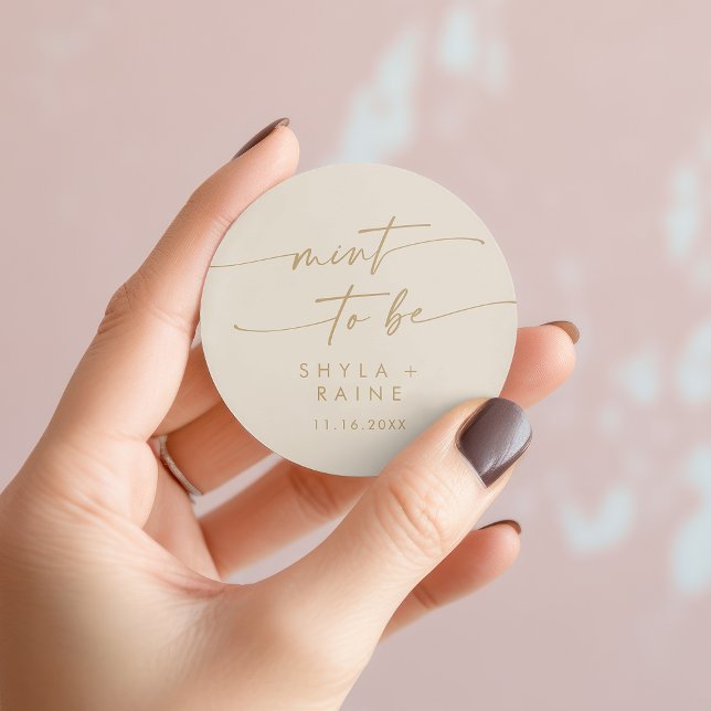 Boho Chic Vintage Goldminze zu Gunsten Aufkleber (Boho Chic Vintage Gold Mint To Be Favor Sticker)