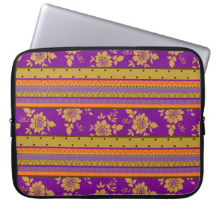 Boho Chic Violet Mustard Yellow Floral Muster Laptopschutzhülle