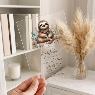 Boho-Chic-Wald-Faultier-Baby-Party Acryleinladungen