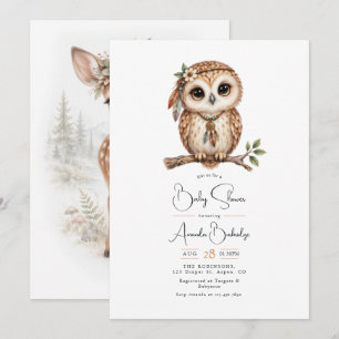 Boho-Chic-Wald-Tiere-Baby-Party Einladung