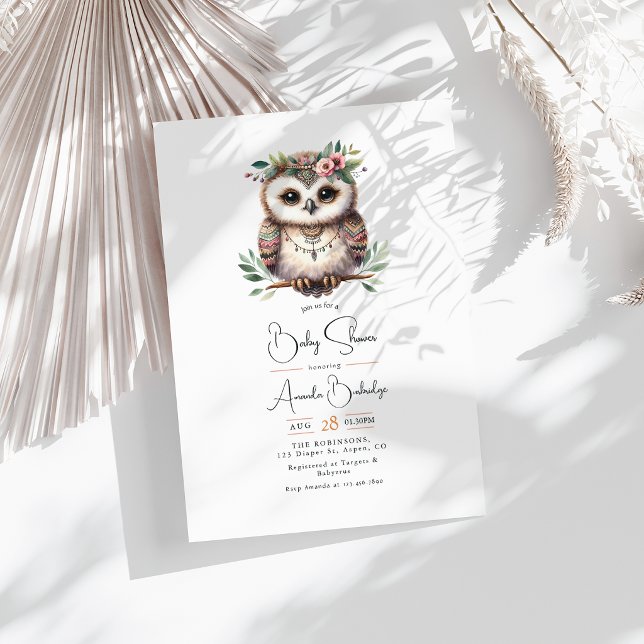 Boho Chic Waldtiere Baby Shower Einladung (Boho Chic Foest Woodland Animals Baby Shower Invitation)