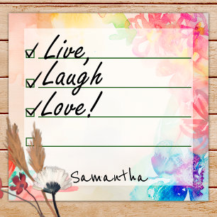 Boho Chic Wasserfarbe Blumenblume Liste 3" x 3" Post-it Klebezettel