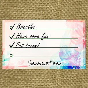 Boho Chic Wasserfarbe Blumenzwiebelliste 10" x 6" Post-it Klebezettel