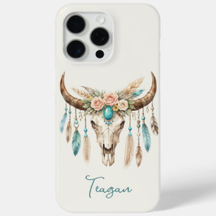 Boho-Chic-Wasserfarben-Blumen-Kuh-Schädel Case-Mate iPhone Hülle