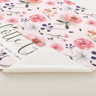 Boho Chic Wasserfarbenflorieren Personalisiert Sta Sherpadecke