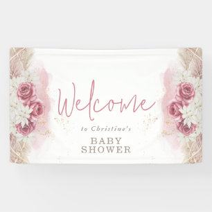 Boho Chic Watercolor Bloral Baby Dusche Willkommen Banner