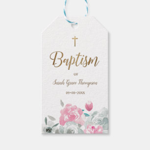 Boho Chic Watercolor Blume Kindertaufe Geschenkanhänger