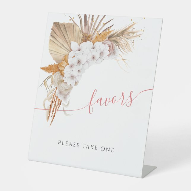 Boho Chic Watercolor Blumenbaby Duschfavoriten Sockelschild (Vorderseite)