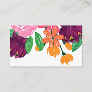 Boho Chic Watercolor Burgundy Pink Blume Visitenkarte