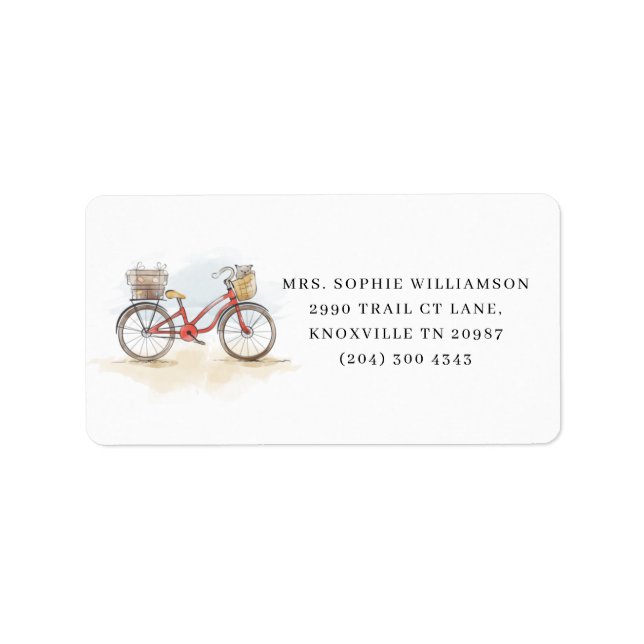 Boho Chic Watercolor Classic Bike-Adresse Adressaufkleber (Vorne)