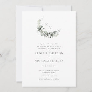 Boho-Chic-Watercolor-Eukalyptus-Hochzeit Einladung