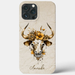 Boho Chic Watercolor Floral Cow Skull Case-Mate iPhone Hülle