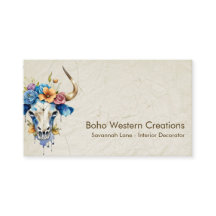 Boho Chic Watercolor Floral Cow Skull