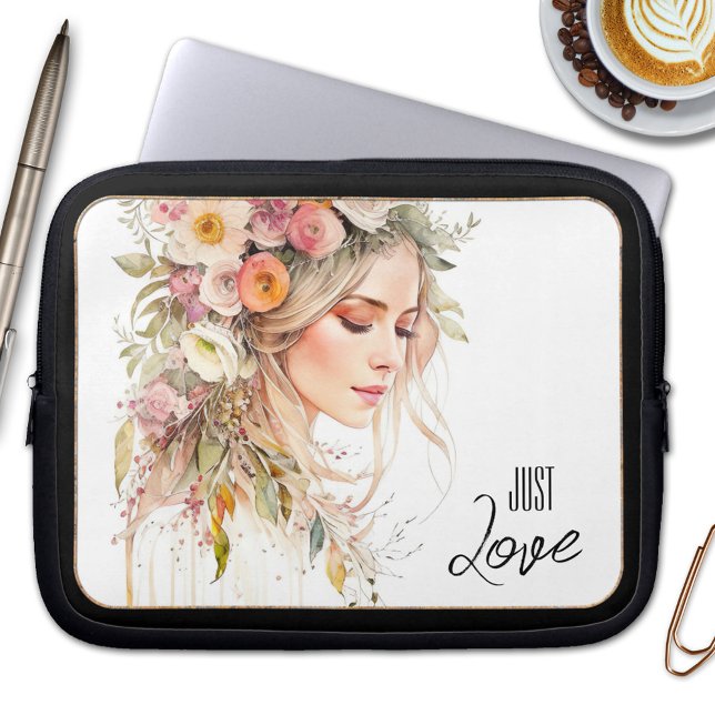 Boho Chic Watercolor Frau Laptop Sleeve (Von Creator hochgeladen)