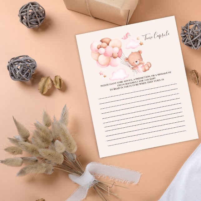 Boho Chic Watercolor Girl Teddy Bear mit Balloons (Von Creator hochgeladen)