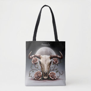 Boho Chic Watercolor Romantischer Blumenkuh Skull