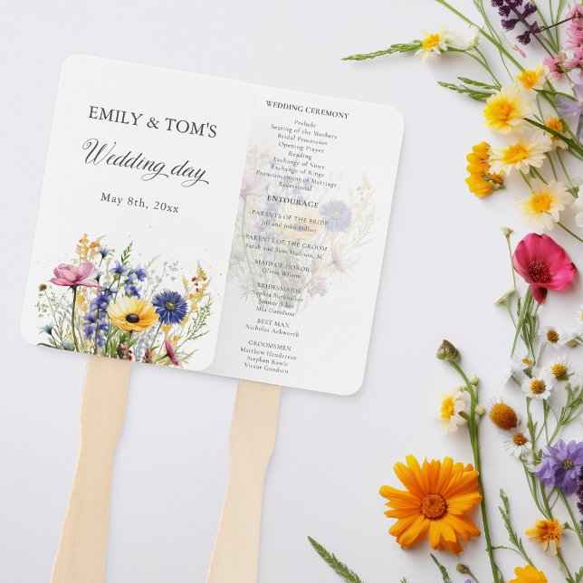 Boho-Chic-Watercolor-Wildflower-Hochzeitsprogramm Fächer (Von Creator hochgeladen)