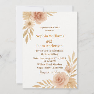 Boho Chic Wedding Invitation - Bearbeitbare Vorlag Einladung