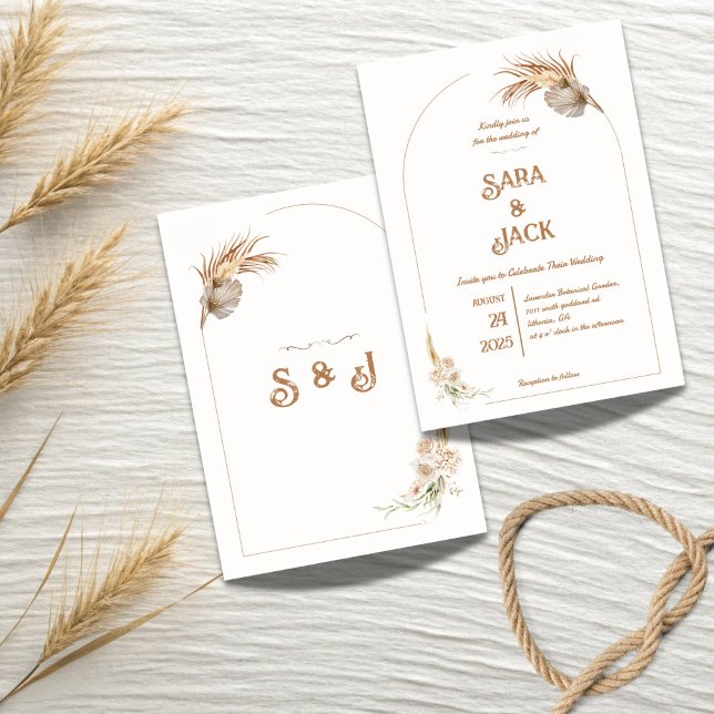 Boho Chic Wedding Invitation Pampas Grass Einladung (Von Creator hochgeladen)