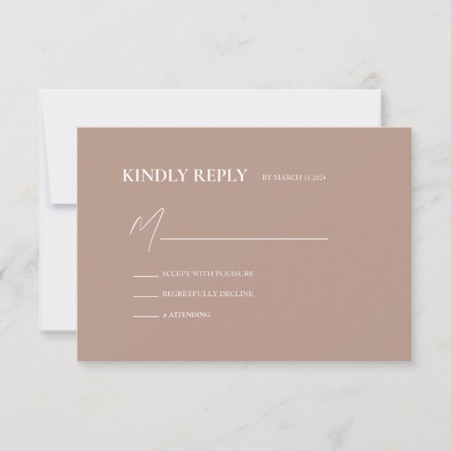Boho Chic Wedding Minimalistisch Wedding RSVP Karte (Vorderseite)